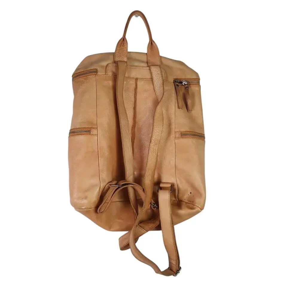 Vilenca Holland Tan Brown Leather Backpack Purse